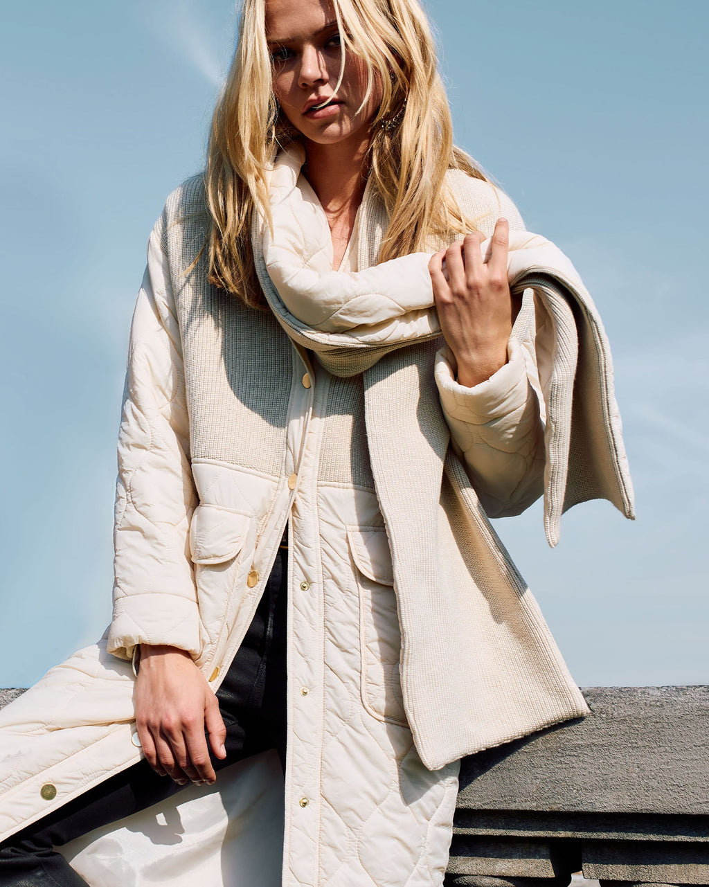 Removable Scarf Long Puffer