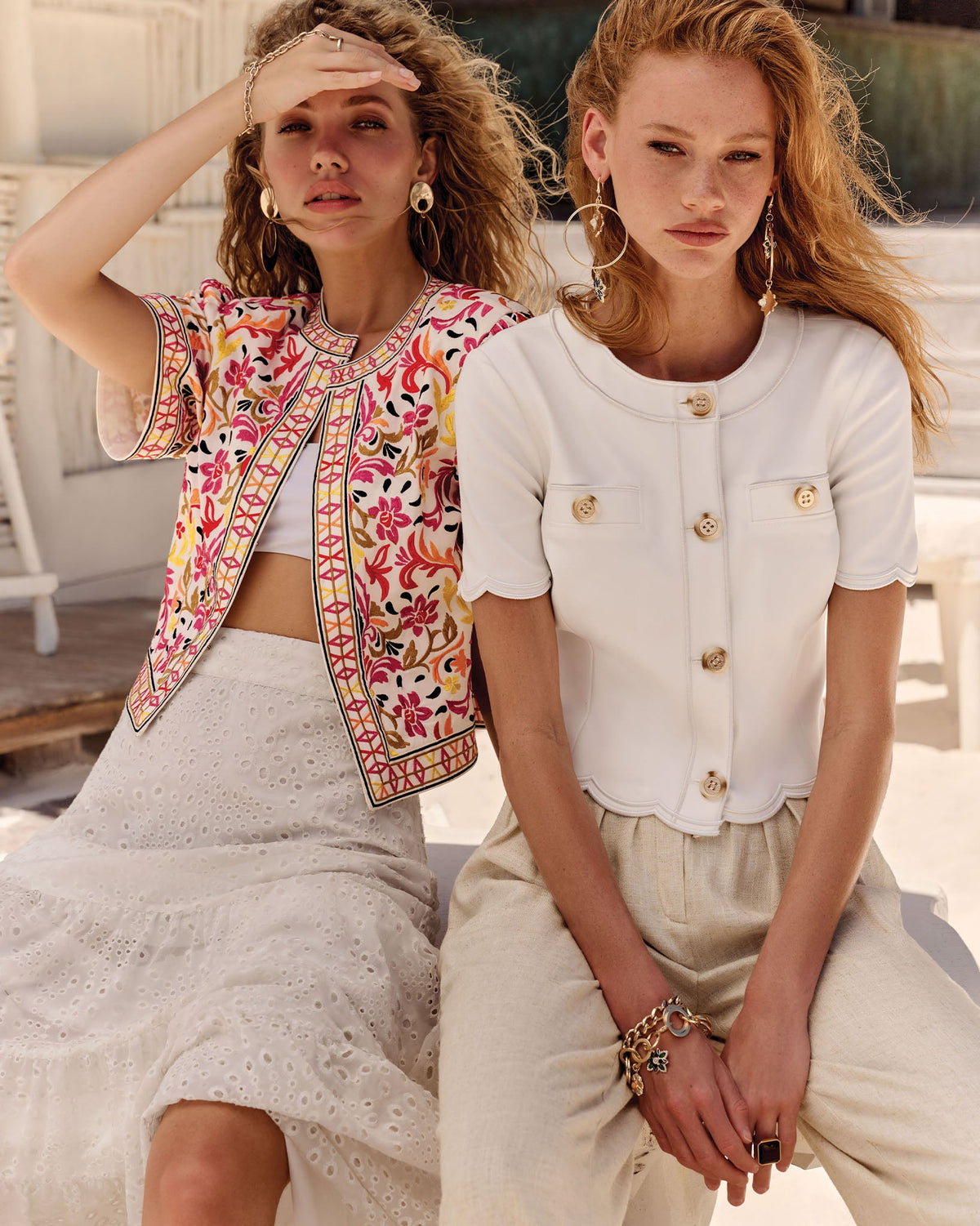 Comfortable Contrast Embroidered Button-Up Top