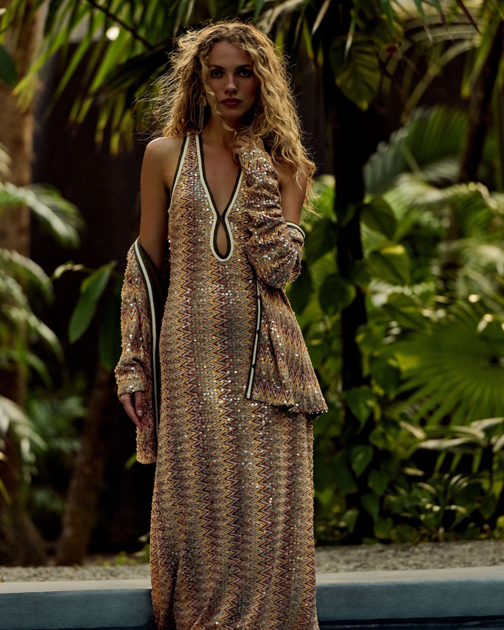 Dramatic Chevron Sequins Dress