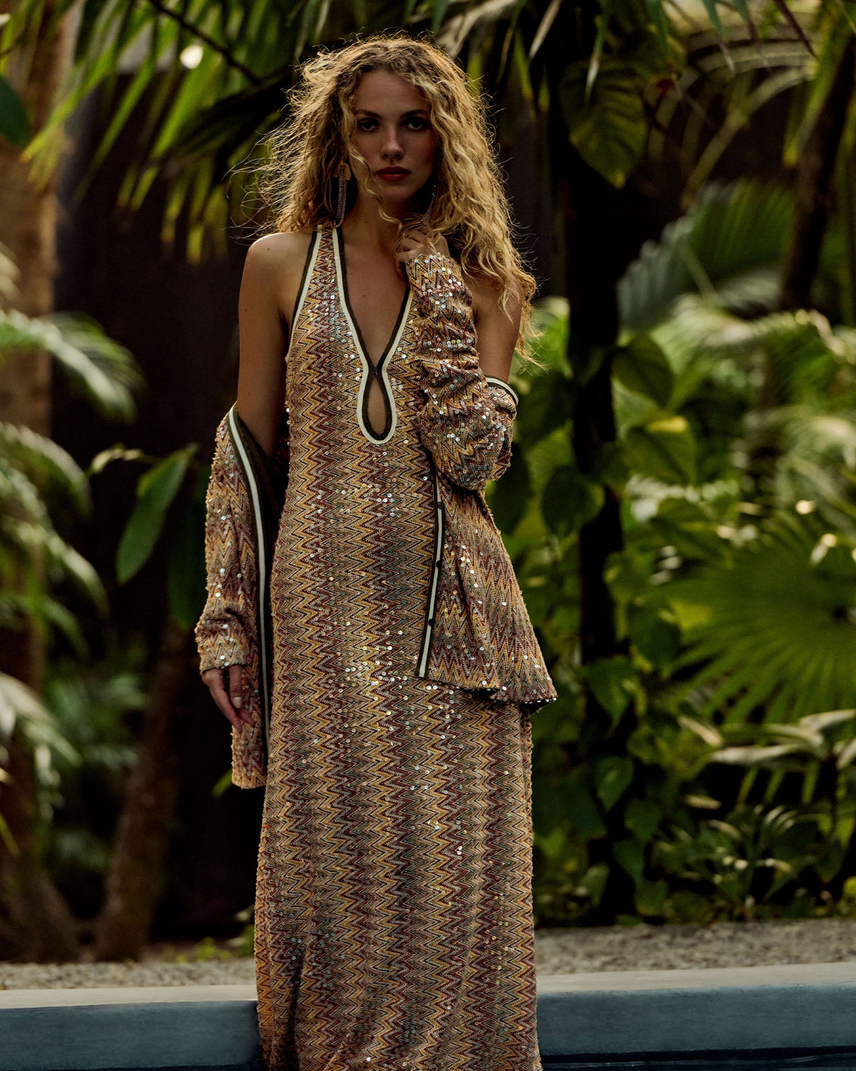 Dramatic Chevron Sequins Dress