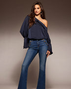 Sailor-Button Slim-Fit Flare Jean for Effortless Length