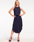 High-Waist Crepe Midi Dress