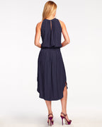 High-Waist Crepe Midi Dress