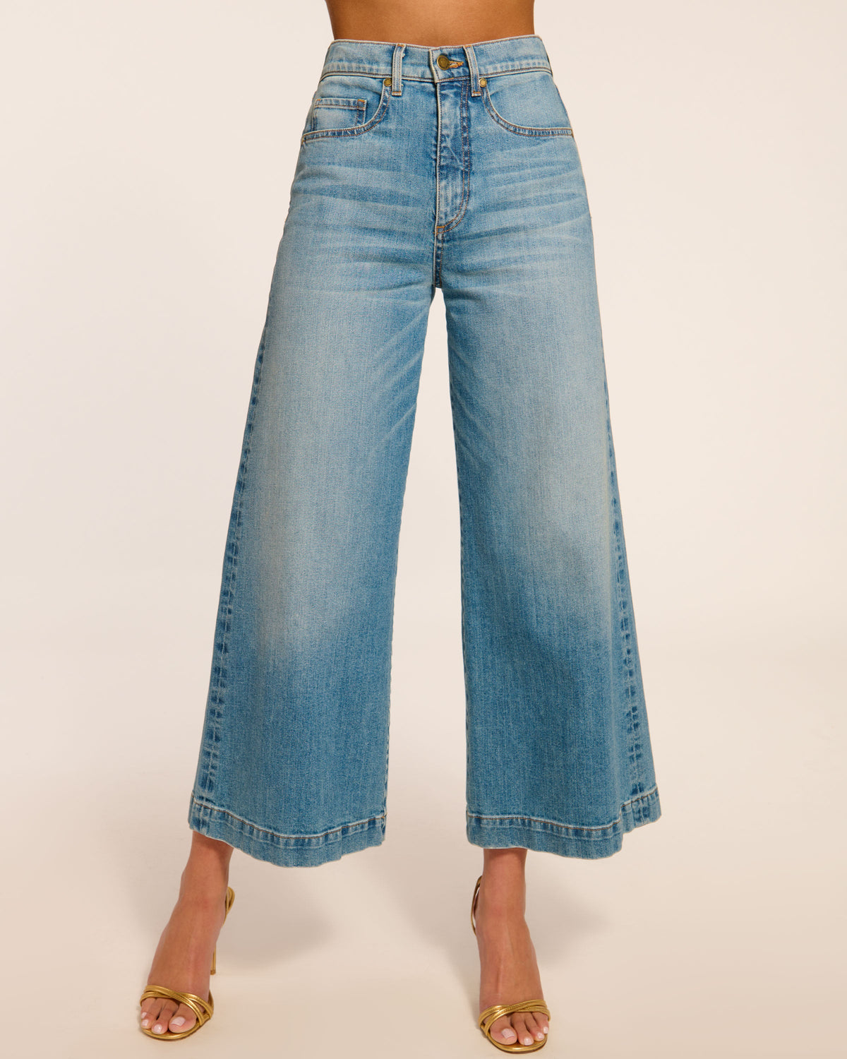 High-Waisted Wide Leg Crop Jeans