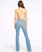 Sailor-Button Slim-Fit Flare Jean for Effortless Length