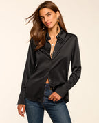 Comfortable Slim-Fitting Stretch Charmeuse Top