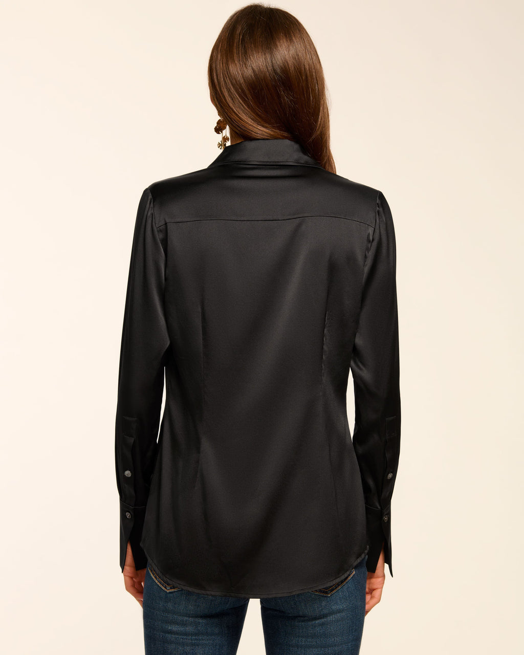 Elevated Silky Button-Up Blouse with Stretch