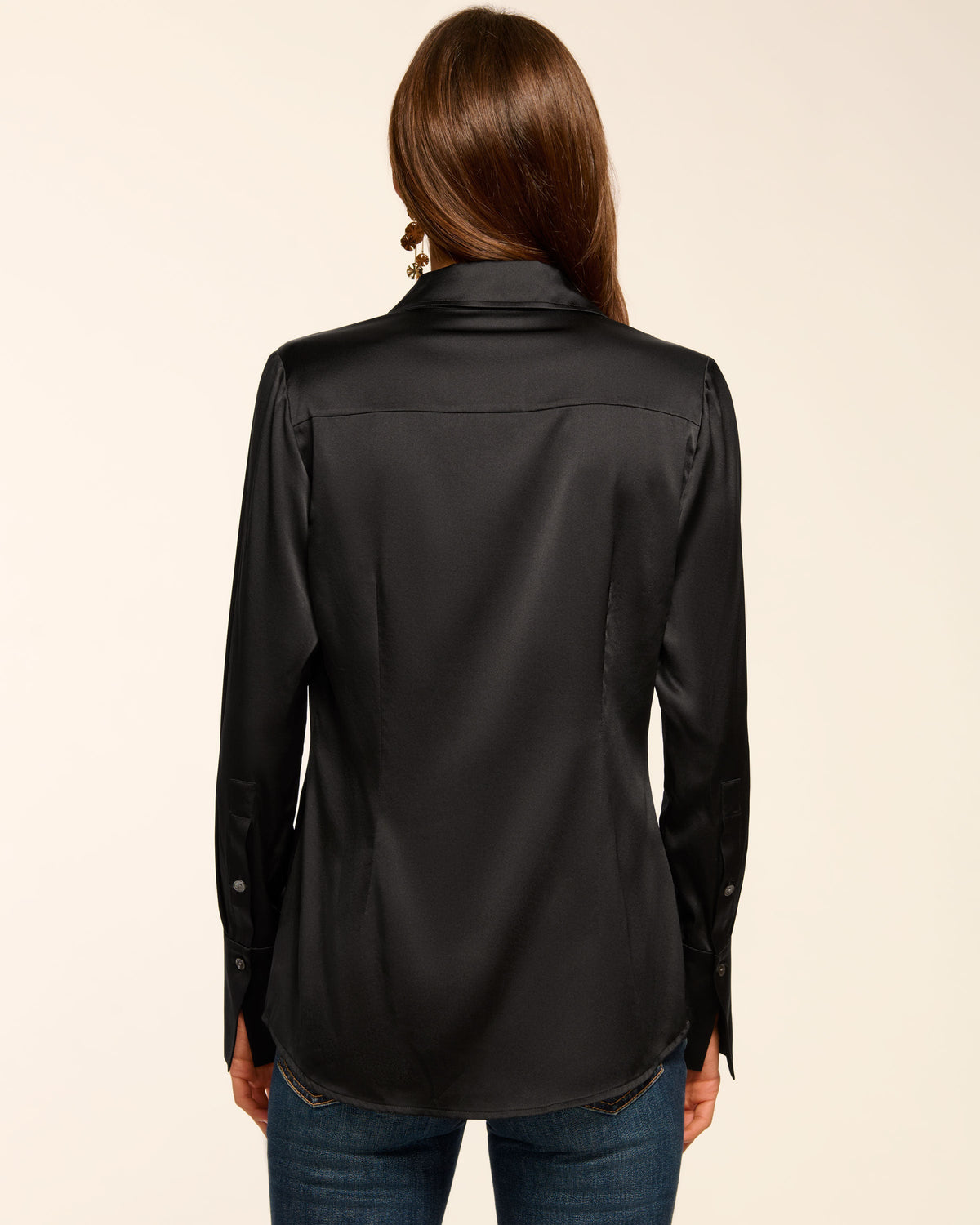 Elevated Silky Button-Up Blouse with Stretch