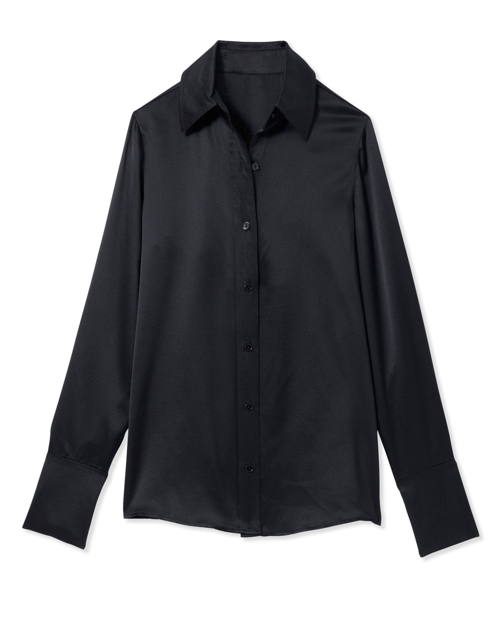 Elevated Silky Button-Up Blouse with Stretch