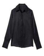 Elevated Silky Button-Up Blouse with Stretch