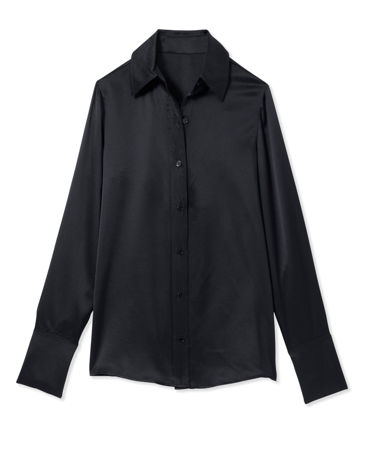 Elevated Silky Button-Up Blouse with Stretch