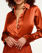 Comfortable Slim-Fitting Stretch Charmeuse Top