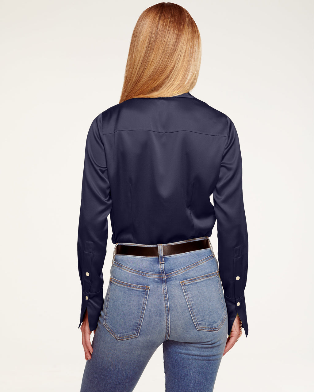 Elevated Silky Button-Up Blouse with Stretch