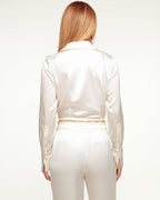 Elevated Silky Button-Up Blouse with Stretch