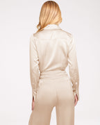 Elevated Silky Button-Up Blouse with Stretch
