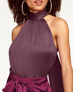 Simple High-Neck Bow Top with Keyhole Cutout