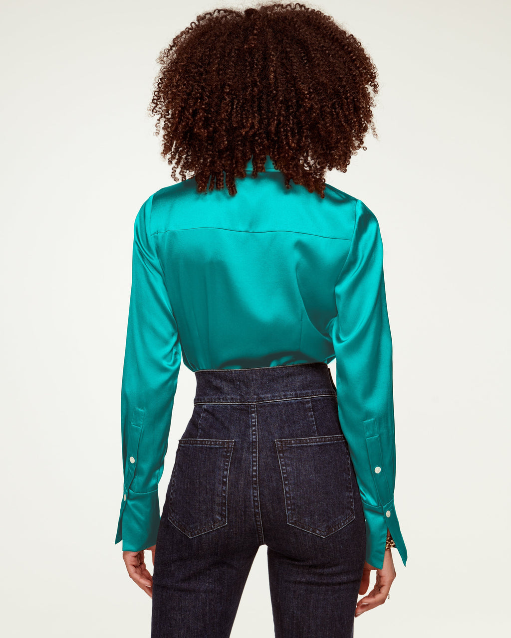 Elevated Silky Button-Up Blouse with Stretch