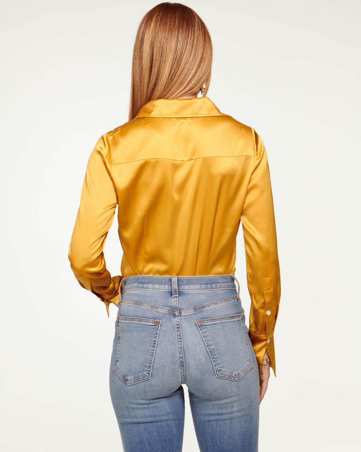 Elevated Silky Button-Up Blouse with Stretch