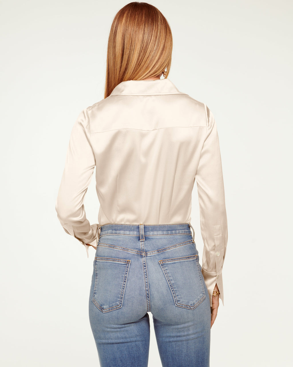 Elevated Silky Button-Up Blouse with Stretch