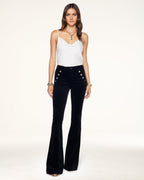 Sailor-Button Slim-Fit Flare Jean for Effortless Length