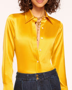 Elevated Silky Button-Up Blouse with Stretch