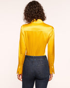 Elevated Silky Button-Up Blouse with Stretch