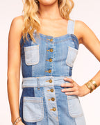 Classic Denim Center-Slit Midi Dress