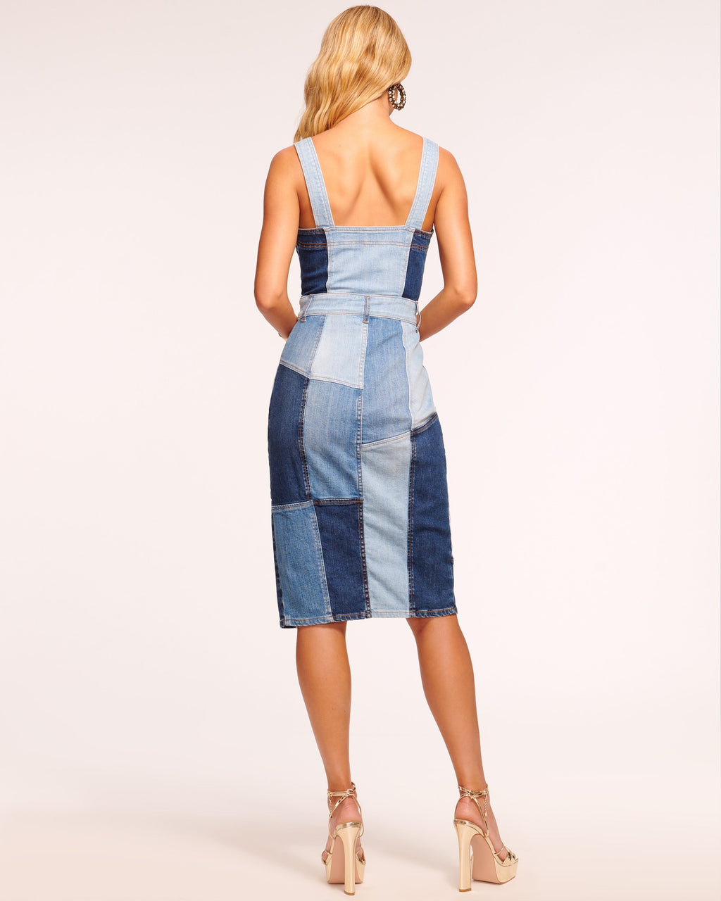 Classic Denim Center-Slit Midi Dress