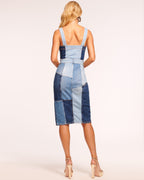 Classic Denim Center-Slit Midi Dress