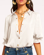 High Collar Satin Bodysuit for Date Night