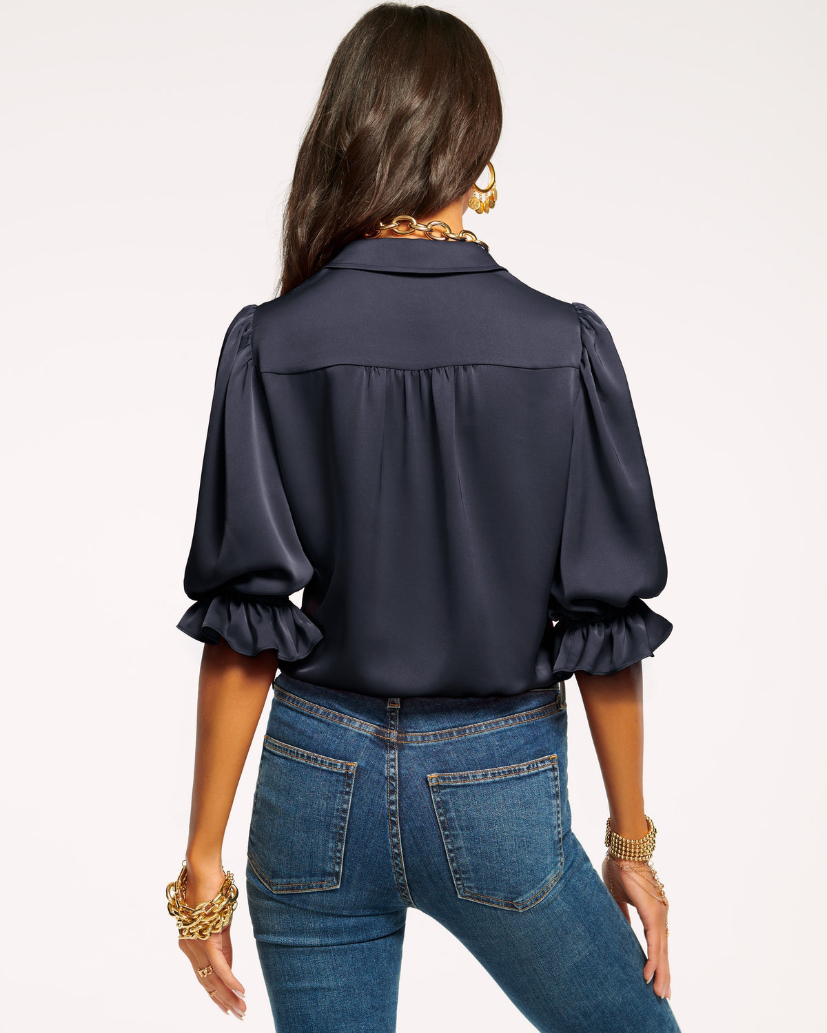 High Collar Satin Bodysuit for Date Night