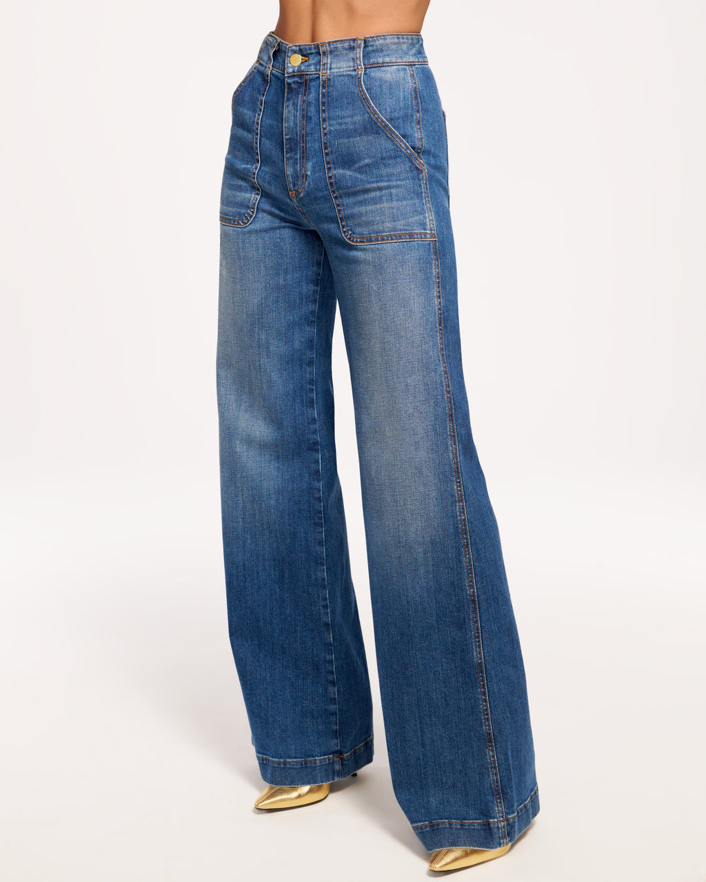 High-Waist Statement-Stitch Jeans for Effortless Style