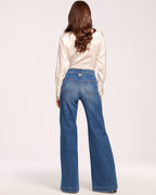 High-Waist Statement-Stitch Jeans for Effortless Style