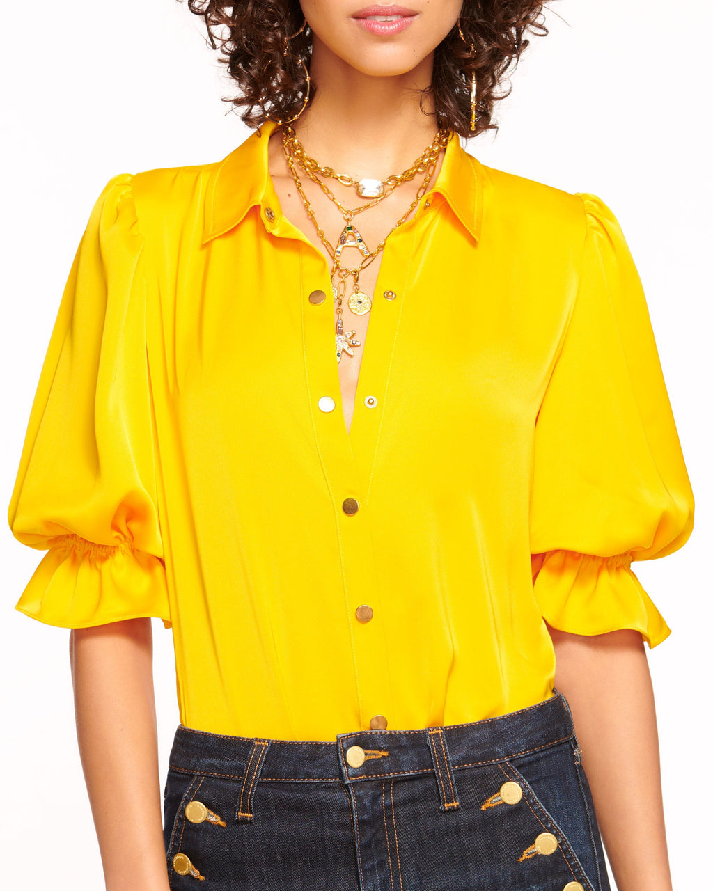 High Collar Satin Bodysuit for Date Night