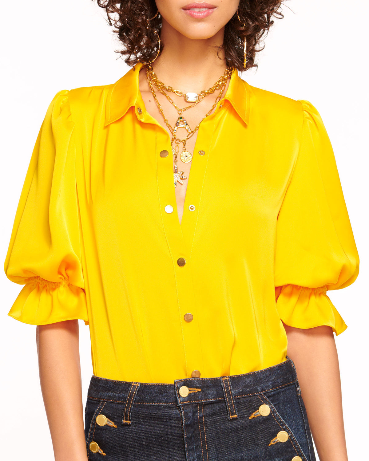 High Collar Satin Bodysuit for Date Night