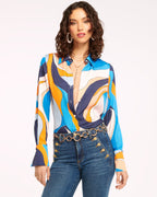Elevated Silky Button-Up Blouse with Stretch