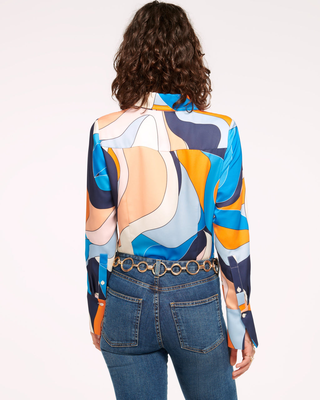 Elevated Silky Button-Up Blouse with Stretch