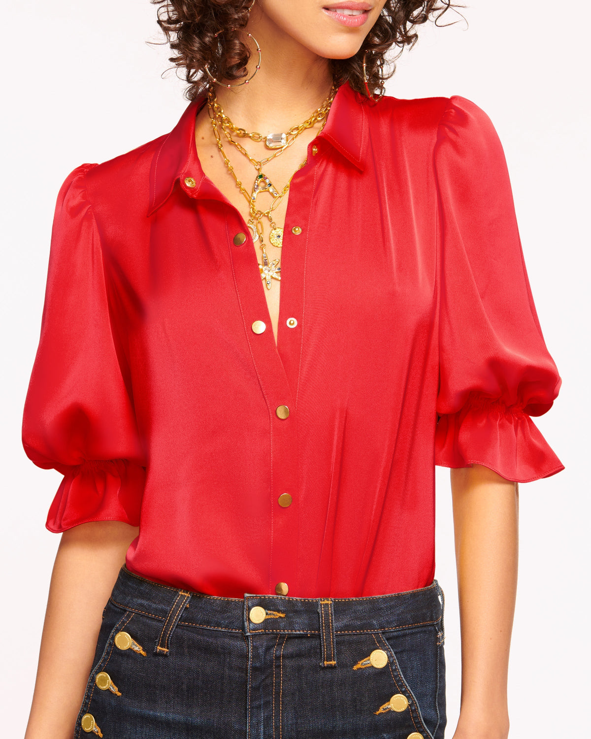 High Collar Satin Bodysuit for Date Night