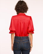 High Collar Satin Bodysuit for Date Night