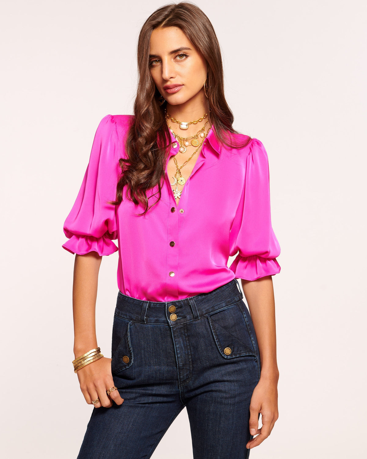 High Collar Satin Bodysuit for Date Night