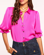 High Collar Satin Bodysuit for Date Night