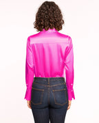 Elevated Silky Button-Up Blouse with Stretch