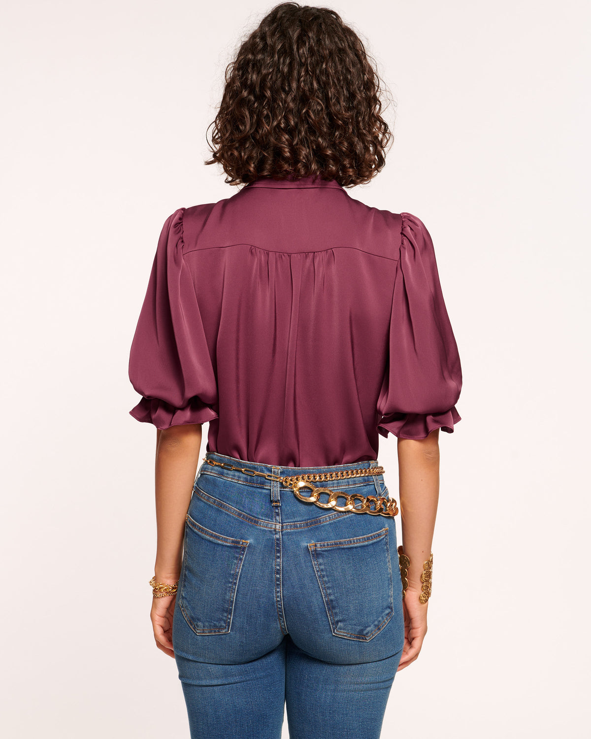 High Collar Satin Bodysuit for Date Night