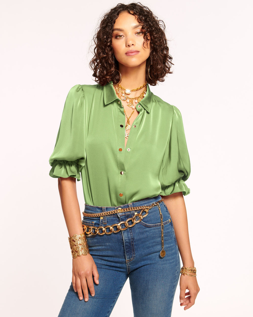 High Collar Satin Bodysuit for Date Night