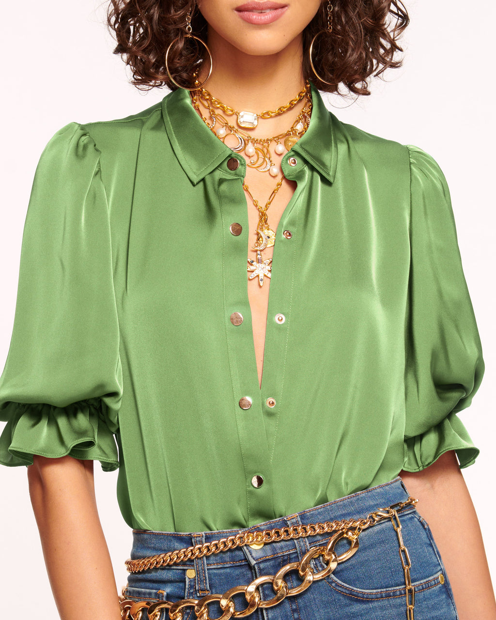High Collar Satin Bodysuit for Date Night