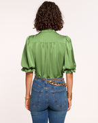 High Collar Satin Bodysuit for Date Night