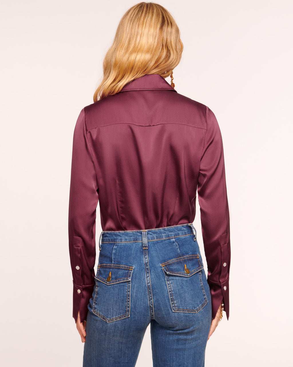 Elevated Silky Button-Up Blouse with Stretch