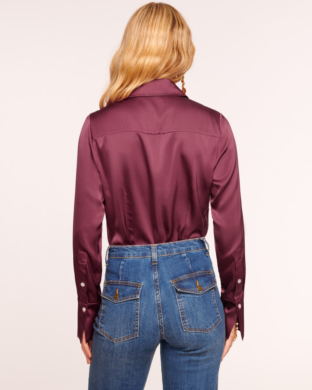 Elevated Silky Button-Up Blouse with Stretch