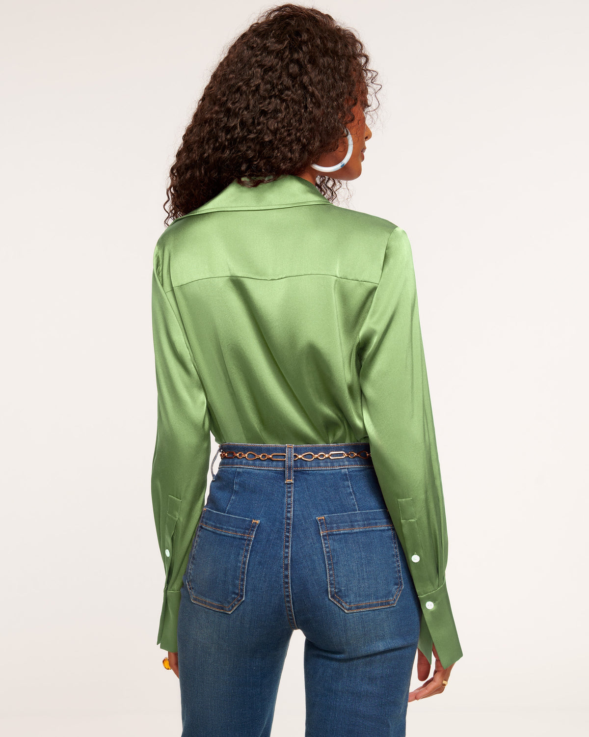 Elevated Silky Button-Up Blouse with Stretch