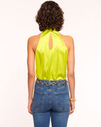 Simple High-Neck Bow Top with Keyhole Cutout